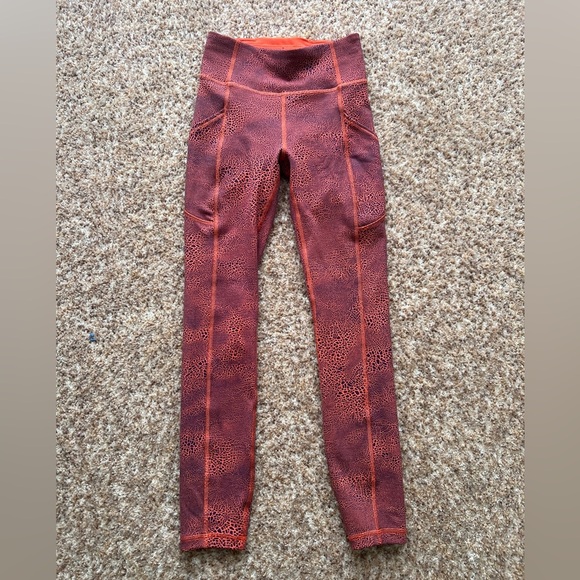 NWOT Lululemon Invigorate HR High Rise Tight 25” Crackle Graze Orange Size 2 - Picture 1 of 7